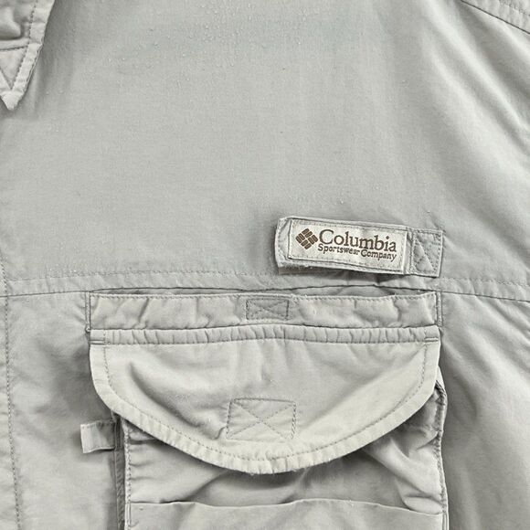 Columbia PFG Mens Size Medium Fishing Shirt Beige Vented Short Sleeve Vintage - Picture 8 of 14